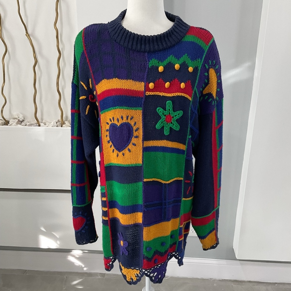 Extra Touch Multicolor Patchwork Sweater - Picture 5 of 6